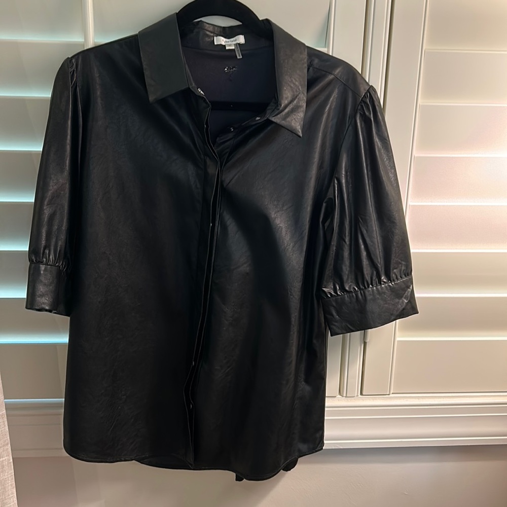 Tyler Boe faux leather top black size 10 never worn!